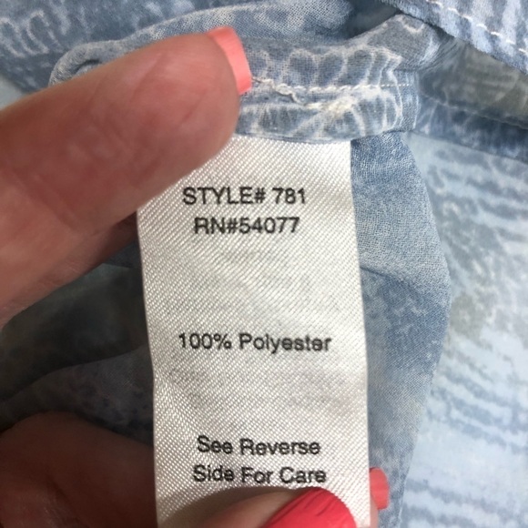 CAbi Womens Ombre Fade Out Top Sheer Blue Ivory Blouse Style 781 Size XS - Picture 7 of 7